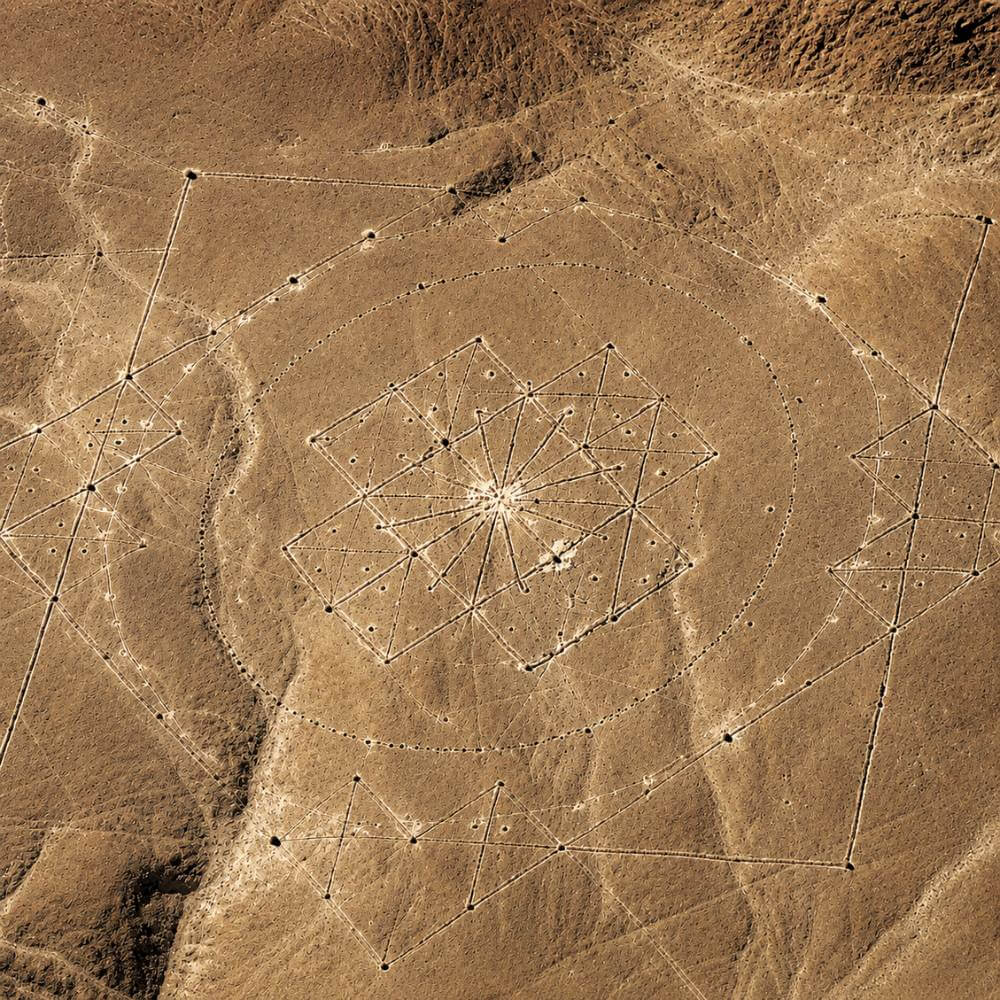 The Star or Mandala Geoglyph at the Palpa desert in southern Peru.