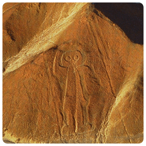 Astronaut figure on the Nazca Desert.