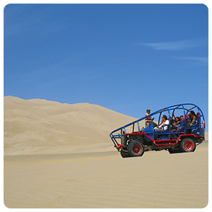Dune buggy excursion in Huacachina dunes.