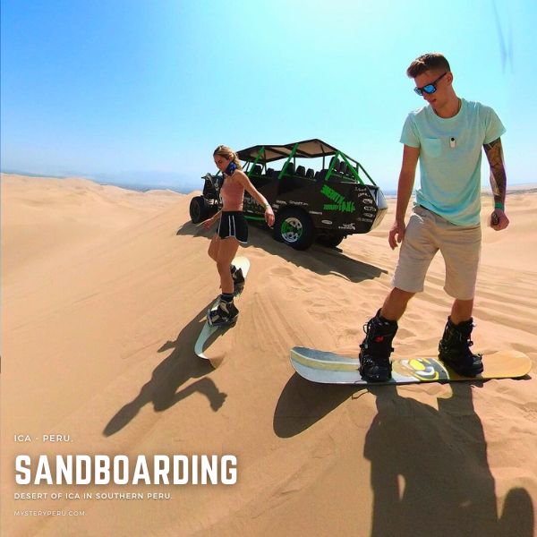 Sandboarding on the Huacachina Desert Dunes