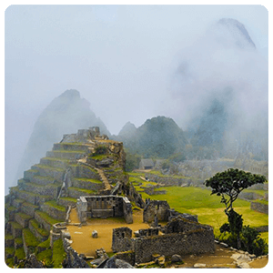 Visiting Machu Picchu.
