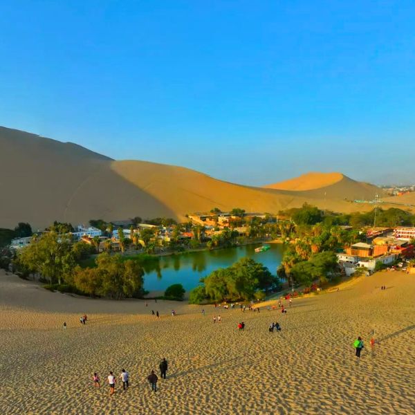 Panoramic view of the Huacachina Oasis.