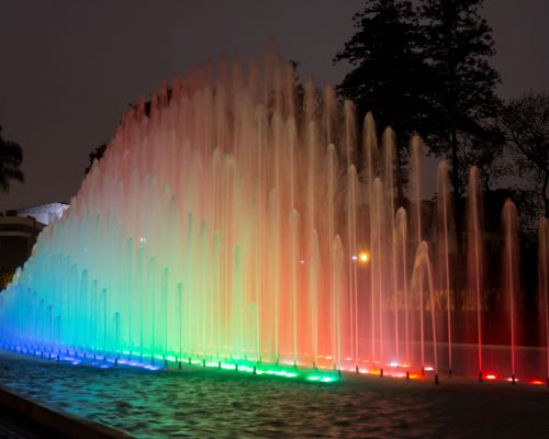 Spectacular water and light show at Lima’s Magic Water Park.