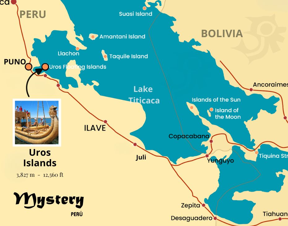 Map Location of the Uros Floating Islands.
