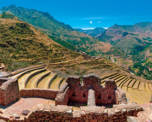 Explore the ancient Inca ruins of Pisac in the Sacred Valley.