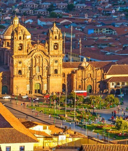 Plaza de Armas in Cusco, cultural heart of the Andes on the Mystic Peru tour.
