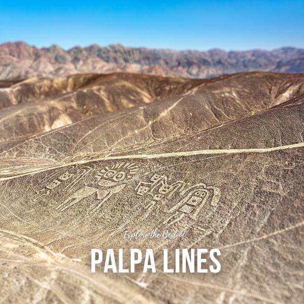 Aerial view of ancient geoglyphs in the Palpa desert.
