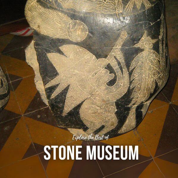 Engraved stones displayed at the Stone Museum in Ica, Peru.
