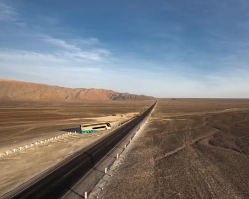 Route from Ica to the Nazca desert.