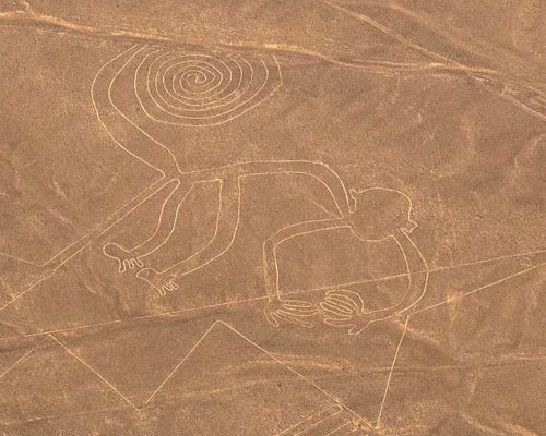 Monkey Figure in the Pampa of Jumana in Peru