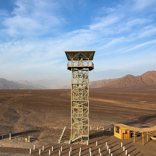 Nazca Lines viewing tower near the desert geoglyphs.