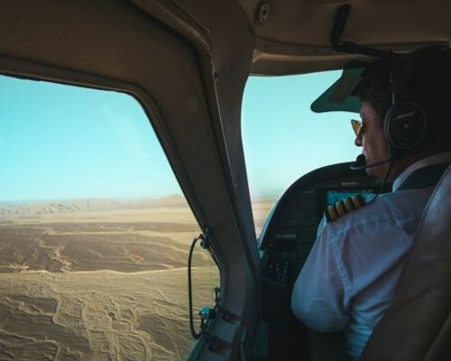 Our pilot flying over the Nazca desert.