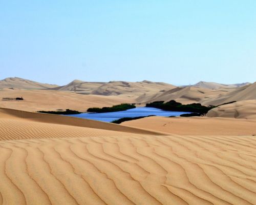 Panoramic view of Oasis Morón in the Paracas desert.