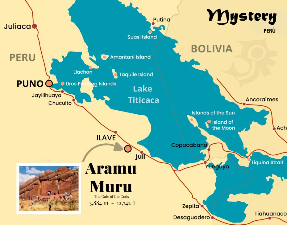 Route Map to Aramu Muru from Puno.
