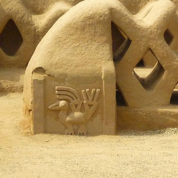 Bird motif carved in relief on Chan Chan adobe walls