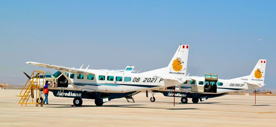 Cessna aircraft at Pisco Airport used for Nazca Lines flights