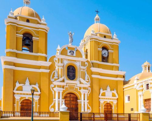 Yellow façade of Trujillo Cathedral