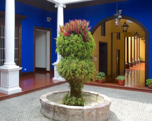 Courtyard with plants in a colonial house in Trujillo